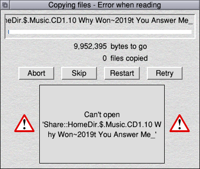 Unable to read a file.