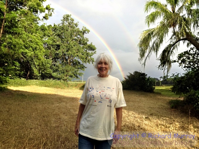 Mom, and a double rainbow.