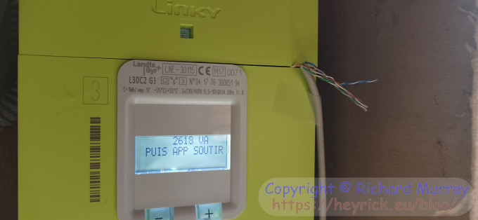 Wires coming from a Linky smartmeter.