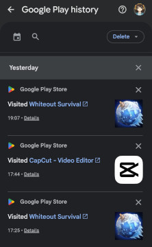 Google Play history