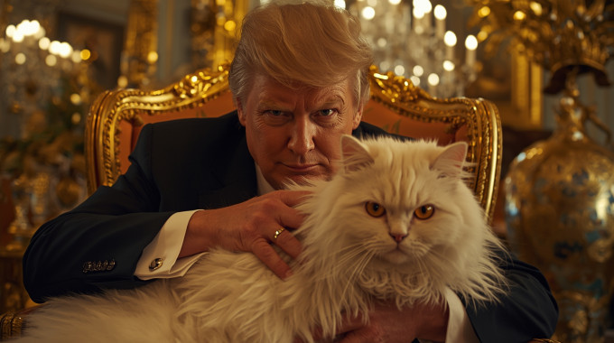 An AI generated image of Trump beginning his supervillain arc.