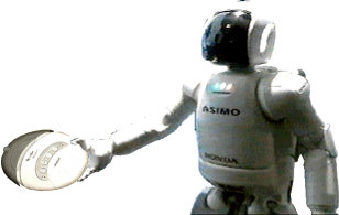 Asimo and a hoover-bot.