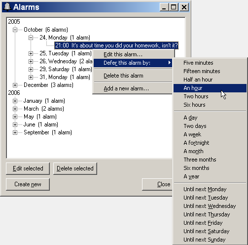 An example of deferring an alarm.